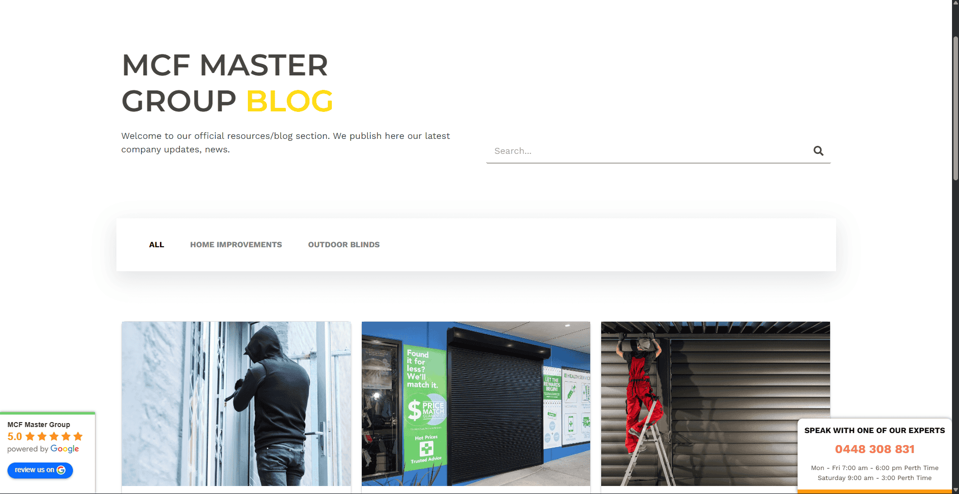 MCF Master Group website preview.